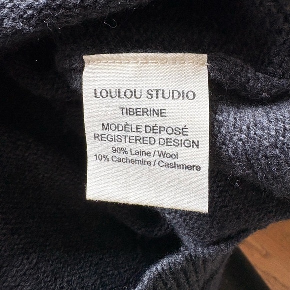 Loulou Studio Charcoal Button-Front Wool Cardigan - Picture 3 of 3